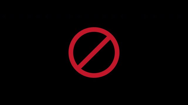 Prohibition Ban Sign Sequential Ring Reveal Diagonal Strike Transparent Background Alpha Channel