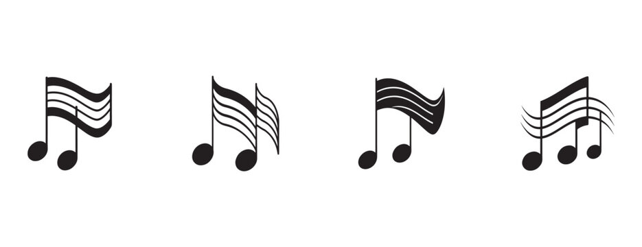 eighth note musical symbols with wavy flags on white background for music concepts and notation  used for design and creative projects