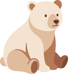Obraz premium Flat Vector Illustration of Cute Sitting Polar Bear Cub