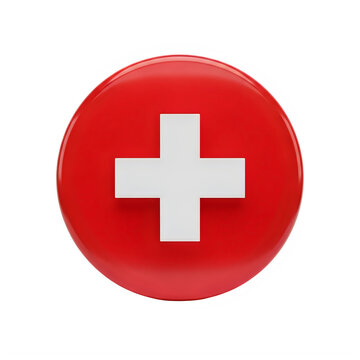 Red medical cross button icon