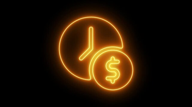 Glowing neon u-turn arrow sign animation on black background, for navigation and, directional