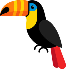 Fototapeta premium Flat Vector Illustration of Colorful Toucan Bird Profile
