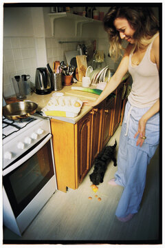 Broken egg - accident at kitchen, mess