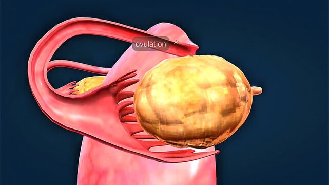 Ovulation and menstrual cycle showing hormonal phases, egg release, and changes in the uterine lining.