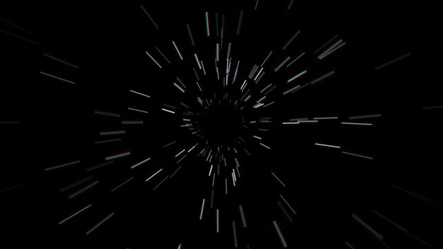 Abstract space warp speed motion graphic background loop with hyperjump tunnel effect.