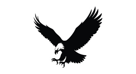 Obraz premium Eagle silhouette with outstretched wings against a white background
