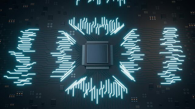 CPU GPU microchip AI processor mother board technology bg able to loop endless 4k