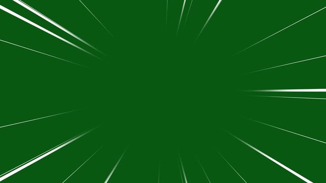 Green background speed lines, white lines racing from center toward the edges, transitions and impact moments, high energy 4k  radial zoom motion graphic