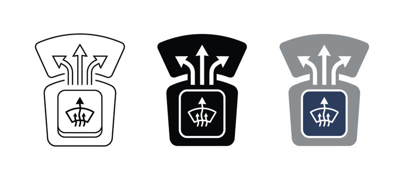 Car Defrost Icons Set for Windshield Heating Control Vector