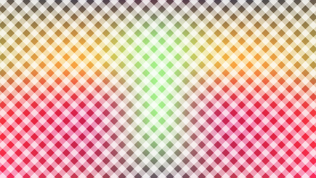 Diagonal checkered pattern background with vibrant gradient colors blending red orange yellow and green in a modern minimalist geometric design for web and graphic projects