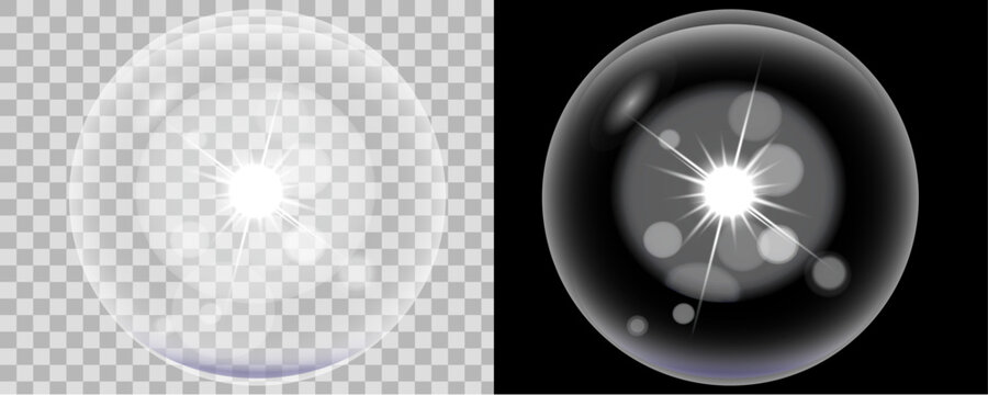 Microscopic view of a lipid vesicle with bright internal reflection and dark background