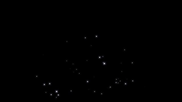 Glowing lighting effect sparkle video animated background, fairy twinkle stars on black screen, falling sparkling stars, glittering night sky with twinkling stars. 4k video