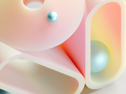 Shapes and Colors Arranged in a Modern Design on a White Background