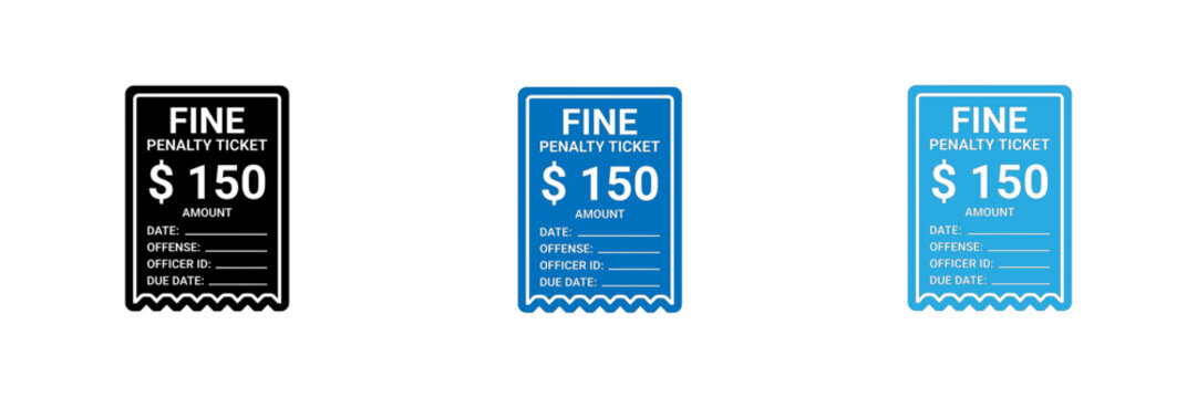 Three smartphones showing fine 150 dollar payment confirmation screens