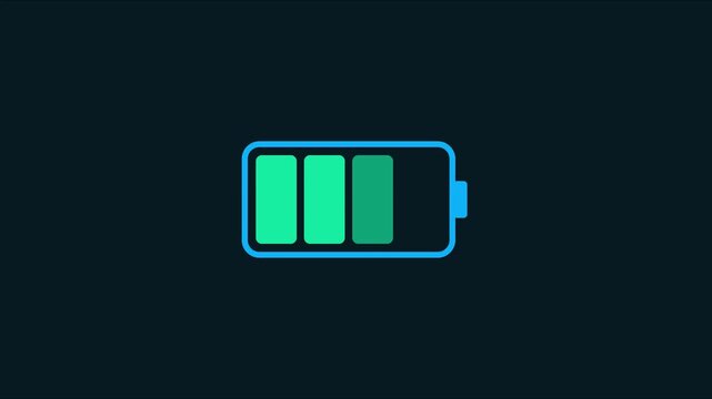 Digital battery charging animation: full power status indicator for ui and tech projects energy