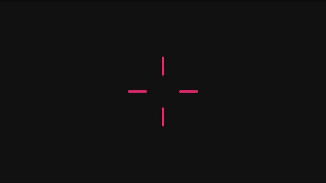 Minimalist red crosshair target animation on dark background, reticle scope