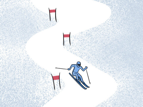 Ski Slalom race between two skiers