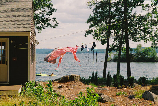 Laundry on Clothesline  Lake Cottage film