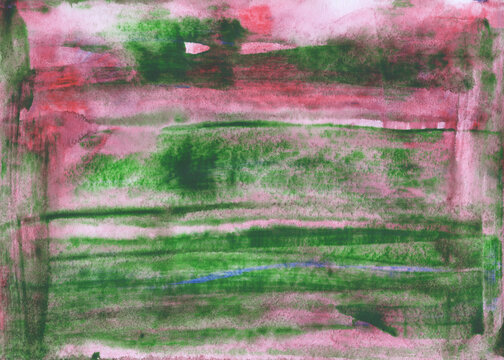 Pink and Green Horizontal Watercolor Wash