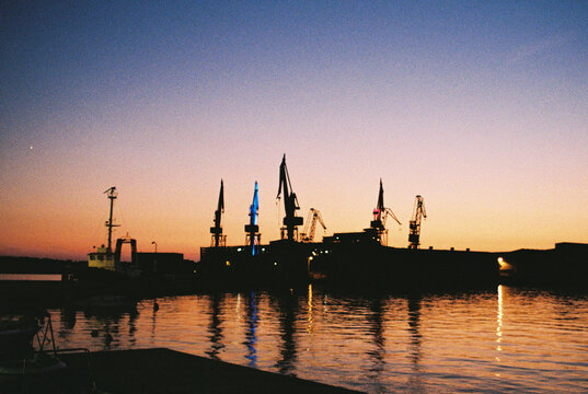 Shipyard at dusk