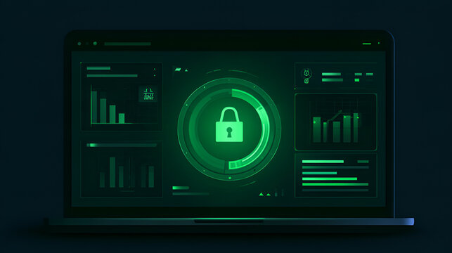 Resolved Data Breach Status Glowing Green On A Monitoring Dashboard