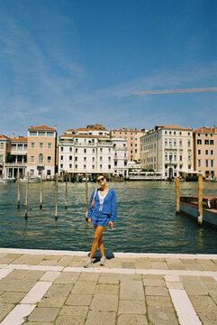 Woman visits main canal in Venice
