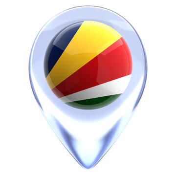 Seychelles 3D Country Flag Pin Glossy Map Location Markers