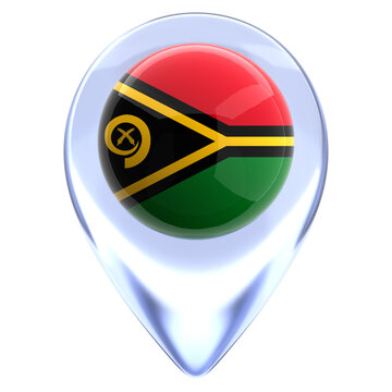 Vanuatu 3D Country Flag Pin Glossy Map Location Markers