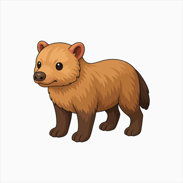 Bush Dog small elusive carnivorous mammal vector illustration