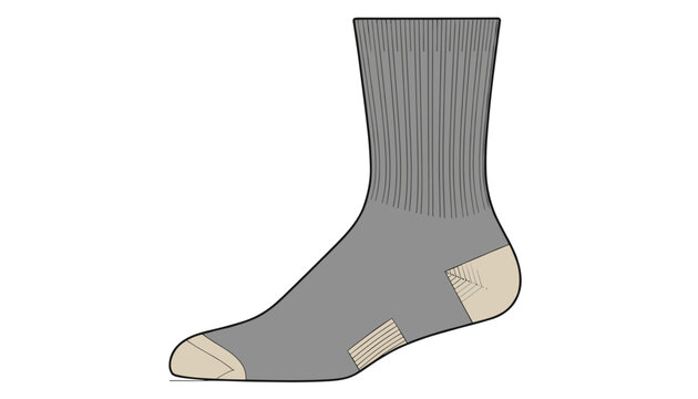Comfortable gray athletic sock shown in side view with reinforced beige toe and heel sections for extra durability.