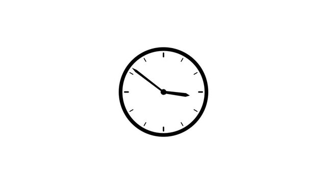 Animate the clock icon with highly dynamic and believable mechanical motion featuring precise clockwork timing, hands rotation, subtle vibration, overshoot, and tick mark scale compression in a seamle