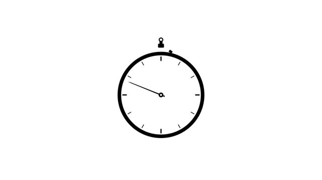 A black circular mechanical stopwatch indicates the passing time with a thin hand tracking the rhythm of work efficiency while measuring intervals during sporting activities for professional