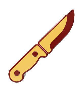 Kitchen chef knife yellow red design for culinary and cooking projects.
