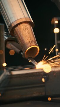 Laser welding machine. Shot on super slow motion camera 1000 fps. Laser welding is shown in close-up