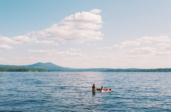 Summer Family and Friends swim together lake film