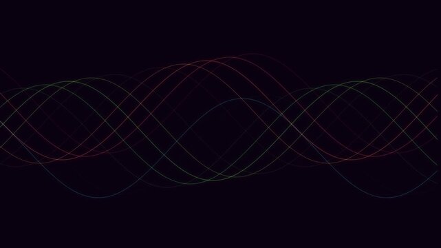 Abstract dark wave pattern with colorful overlapping lines