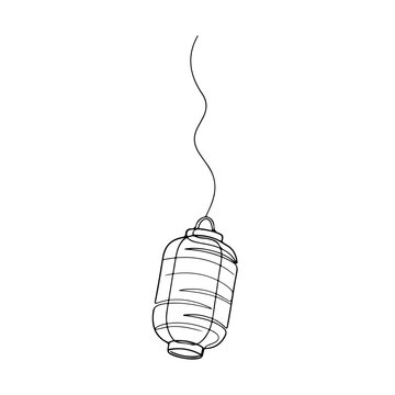 Japanese lantern hanging on a string line illustration