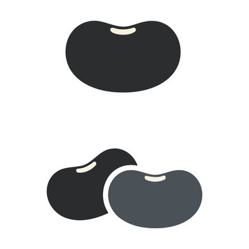 Black kidney bean icon set simple flat vector illustration Vector