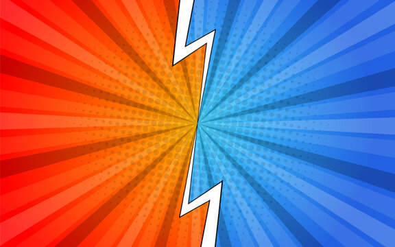 Flat background versus comic style. Vector illustration.
