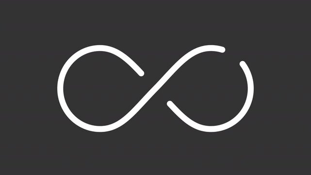 Lemniscate white line animation. Infinity symbol animated outline icon. Limitless endless quantity. Lazy eight sign. Math and philosophy concept. Dark mode linear motion graphic loop