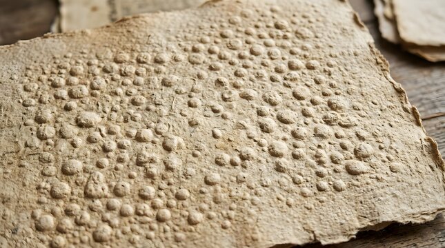 Close up of ancient cuneiform writing on a clay tablet from mesopotamia