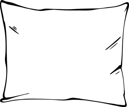 Classic bed pillow soft cushion home bedding outline sketch vector illustration