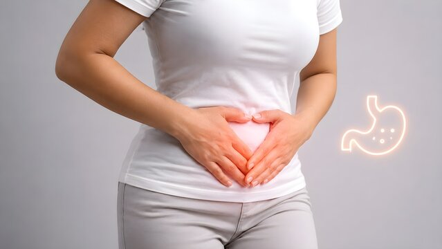 Woman Holding Her Lower Abdomen Painful Belly and Menstrual Cramps