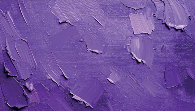 Abstract oil painting background with heavy purple paint impasto texture. Brushstrokes on canvas, vivid violet artistic backdrop for banners, luxury graphic design elements, creative vector style.