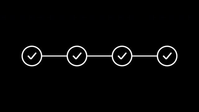 Four Step Milestone Workflow Process Reveal Animation Transparent Background Alpha Channel
