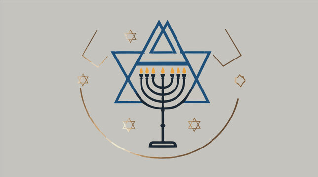 Hanukka vektor illustration featuring menorah and star of david