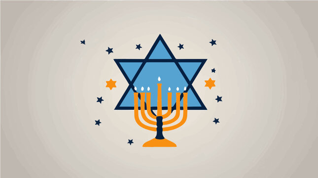 Hanukka vektor celebration with menorah and star of david