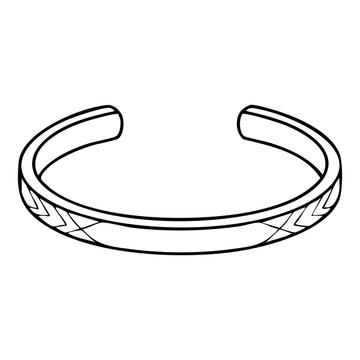 Open Cuff Bracelet with Geometric Chevron Patterns Outline Icon Vector for Jewelry