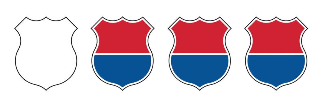 US route signs icons, interstate highway shield symbols for United States road navigation, transportation, travel routes, and traffic signage.