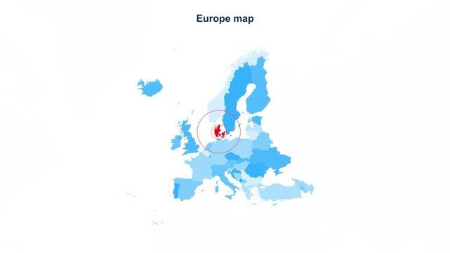 Europe_Denmark_map_with_marker_blue Video Footage Animated Motion for professional design projects presentations digital media and commercial visual c